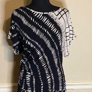 Black and Cream Floral Print Dress